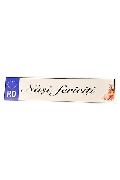 OEM Happy Godparents wedding car number plate, 52x12cm, MDF