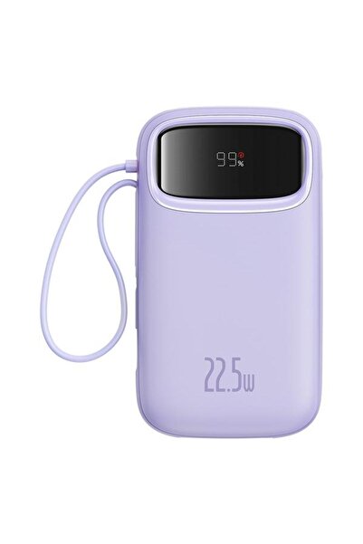 Baseus Acumulator extern Qpow2, 10.000 mAh, cablu dual USB-C si Lightning incorporat, Violet