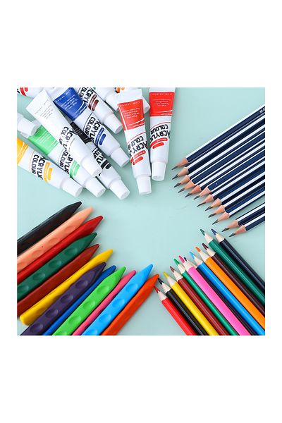 Fab N Funky Kids Colouring Set, Superior Quality Material, High Grade Lead Facilities, 3 Years+, Blue - 52 Piece