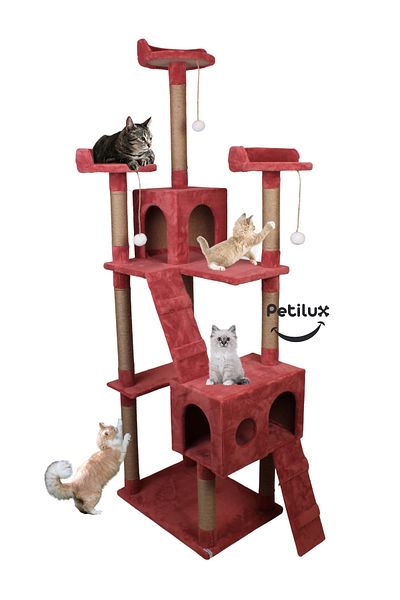 Petilux New Multi-Storey Cat House with Residence Design Jute Drawstring Scratching Tower and Resting Area