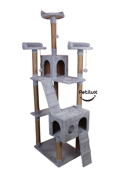 Petilux New Multi-Storey Cat House with Residence Design Jute Drawstring Scratching Tower and Resting Area