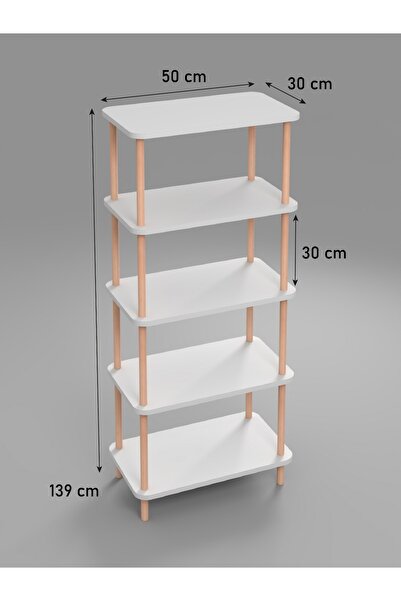 HALL BREATHE Beyaz 5 Katlı Çok Amaçlı Raf, Mutfak, Salon, Balkon ve Koridor İçin Şık Düzenleyici