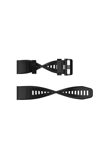 eR D L Silicone watch strap compatible with Garmin Fenix 6, Fenix 6 Pro, strap width 22 mm, black, eR D L