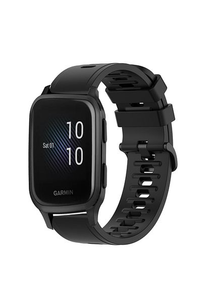 eR D L Silicone strap compatible with Garmin Venu SQ, strap width 20mm, black, eR D L