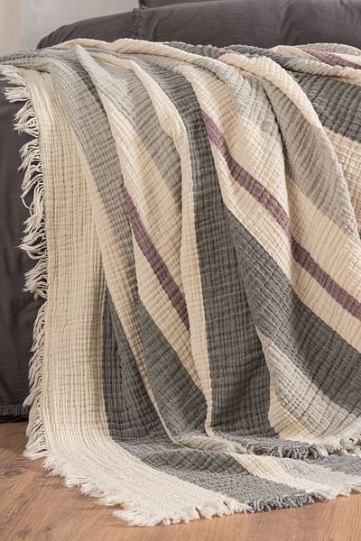 VAROL 4 Layer 100% Cotton Muslin Pique & Bedspread – 230X250 cm