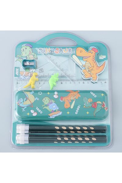 Fab N Funky Dinosaur Theme Stationery Set, Encourages Creativity, Ideal Gift, 3 Years+, Pack of 13 - Sea Green
