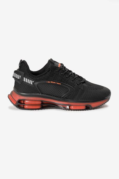 Tonny Black Men's Black Orange Air Cushioned Thick Sole Knitwear Sports Shoes