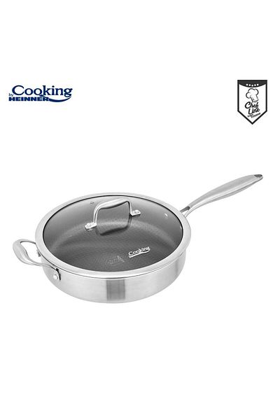 Heinner Deep frying pan with stainless steel lid, Honeycomb coating, 28x7.5 cm, 4.2 l, Titanium