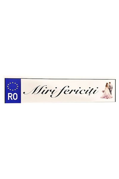 OEM Wedding car number plate Happy Bride and Groom, 52x12cm, MDF