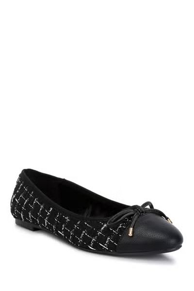 london Rag Women Black Plaid Tweed Ballet Flats