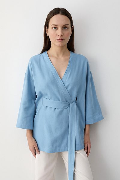 My Blog Blue Inner Belted Kimono - 5383