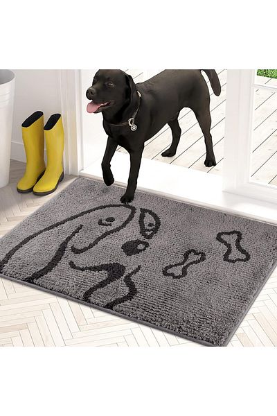PURRUGS entrance mat, microfiber/TPR, gray, 50 x 80 cm