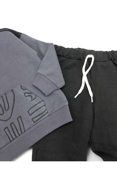 voyyo kids baby Boys Printed Seasonal Kangaroo Pocket 2-3-4-5-6 Years Old Top and Bottom Tracksuit Set