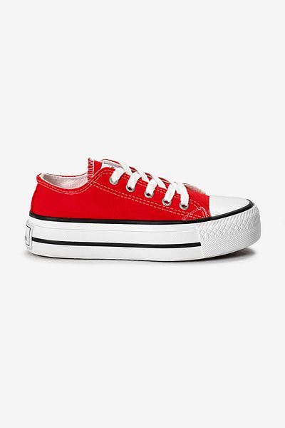 Tonny Black Children's Unisex Red Thermo Thick Sole Lace-Up Linen Sports Shoes