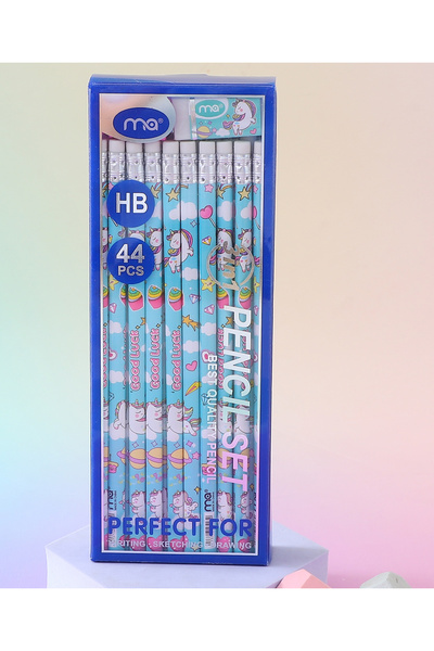Fab N Funky Kids Pencils with Sharpeners and Erasers, Unicorn Theme, Fun Writing Tools Multicolor - 48 Pieces