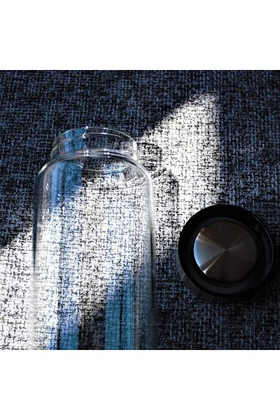 Generic Borosilicate Glass Water Bottle with Black Lid – Durable, BPA-Free, Eco-Friendly & Reusable 20x7cm