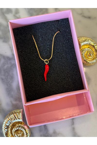 youngsem Red Pepper Necklace |   Women's Steel Necklace