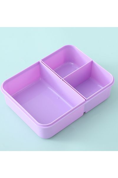Fab N Funky Kids Lunch Box and Water Bottle Set with Spoon, Space Cat Theme, 3 Compartments - Purple