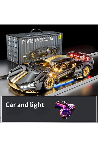 Choice3 Gift box packaging Car with lighting Technical Racing Sport Car Model Building Blocks technic adults