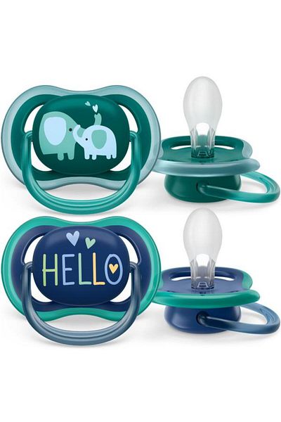 Philips Avent Set 2 pacifiers Philips-Avent SCF349/18, ultra air 18+ months, Orthodontic, BPA free, Hello/Elephant