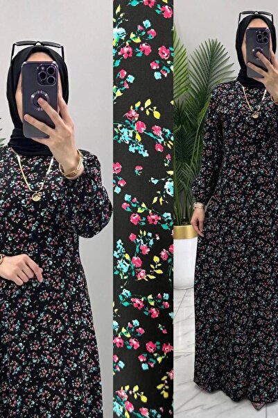 ALYA Hira dress belmando fabric floral hijab dress black