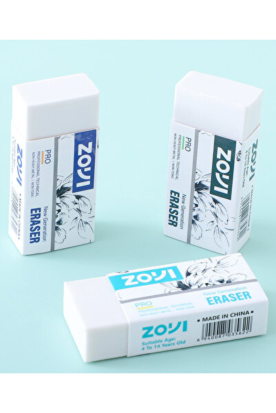 Fab N Funky Non Toxic Pro Professional Erasers, Fun to Use, Easy to Grip, Kid-Friendly White - 3 Pieces