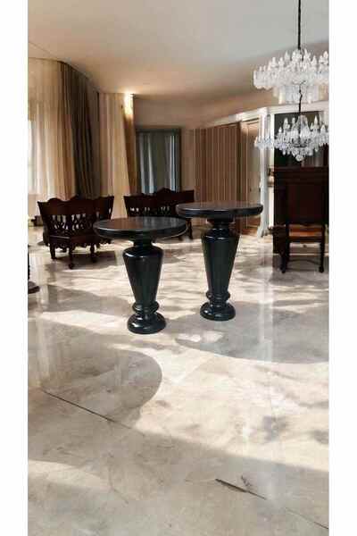 Simillo Home&Living Minimal Tasarımlı Masif Ahşap 2’li Siyah Zigon Sehpa – Ko...