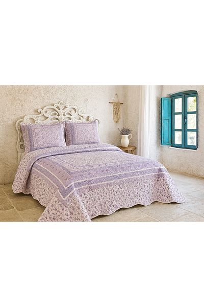 Evimcim Double Bedspread Set 250X260 cm Soft Texture with 2 Pillowcases Modern Design