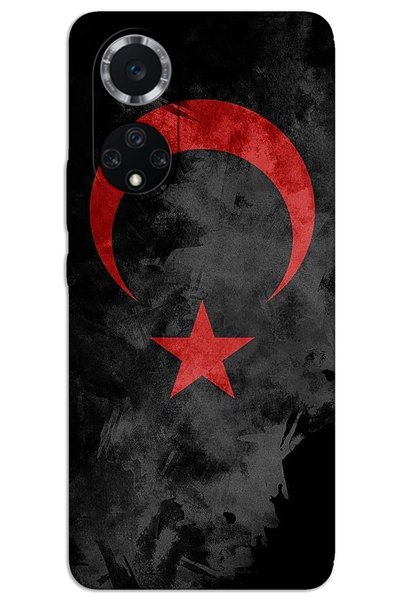 MRCİLETİSİM غطاء خلفي مطبوع بنمط HD لهاتف Huawei Nova 9 - العلم الأسود