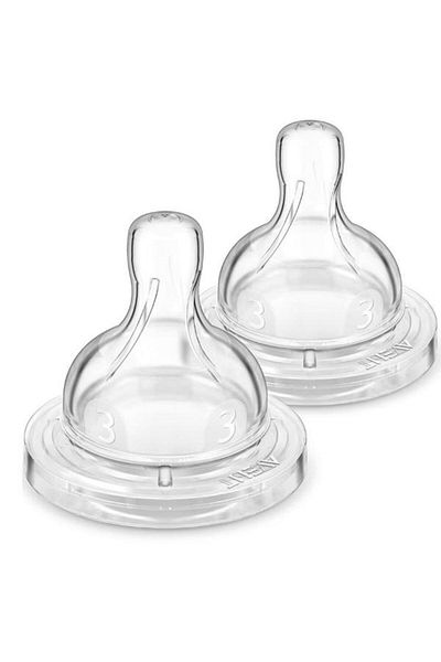 Philips Avent Set 2 tetine Philips Avent Anti-colic SCY763/02, +3 months, Flow 3 (Transparent)