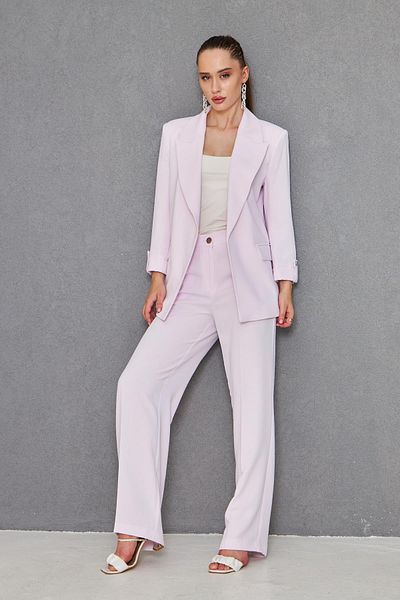 LOVELF Short Sleeve Nickel Button Crepe Suit Powder