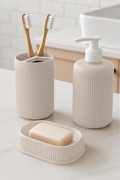 NY HOME 3-Piece Bathroom Set Cream