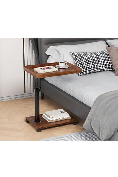 Herum Mobile coffee table, 2 MDF tops, adjustable height, Herum, Brown/Black, 40 x 30 x 45-80 cm