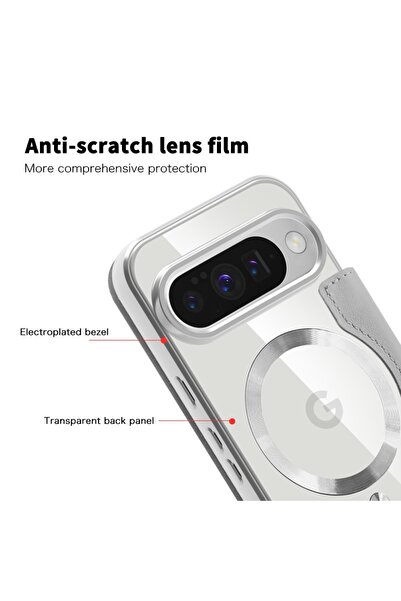 SKYDDAR INNOVATION Case for Google Pixel 10 / 10 Pro, SmartMag Book, Magsafe, RFiD, Card Holder, sticker set, Gray