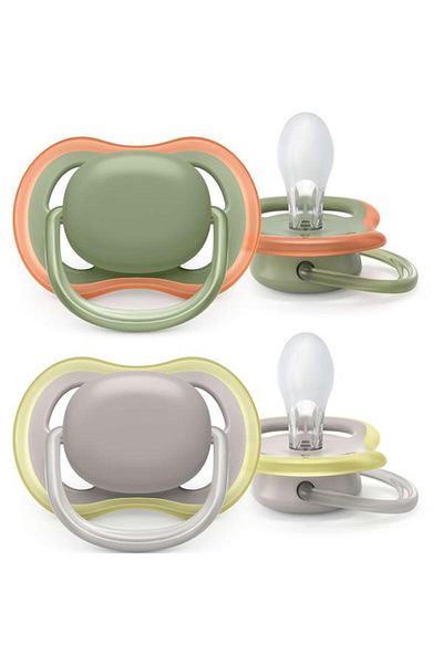 Philips Avent Set 2 pacifiers Philips Avent Ultra Air SCF085/20, Orthodontic, 6-18 months (Green/Gray)
