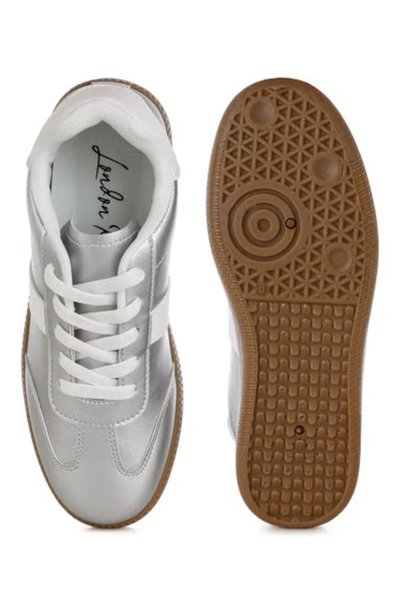 london Rag Women Lace-Up Metallic Sneaker in Silver