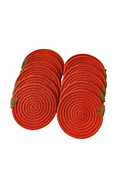 HHKARTS Jute Cup Mug Coaster Orange 13cm 12Pcs
