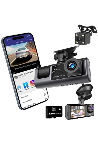 Louluna Dash cam, Louluna, and 32 GB memory card, Wifi, Android, IOS application, Full HD 1080P
