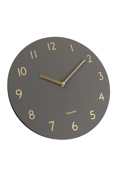 wayfair Creative Light Silent wall clock, leather/metal, grey/gold, 30 cm