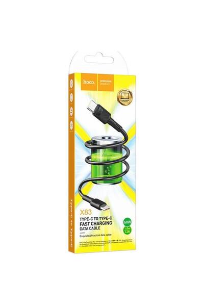 Hoco Cablu de date X83 Victory, USB Type-C la USB Type-C, 1m, PD 60W, 3A, Negru