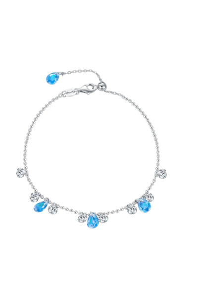 Brezza Lusso Jewelry 925 Ayar Sallantılı Damla Aquamarin Taşlı Kadın Gümüş Bi...