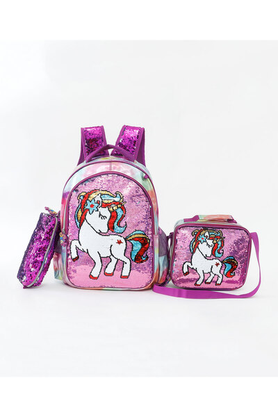 Fab N Funky Unicorn School Backpack Kit, Padded Straps, Spacious, Adjustable Padded Straps, 5 Years+, 16 Inches