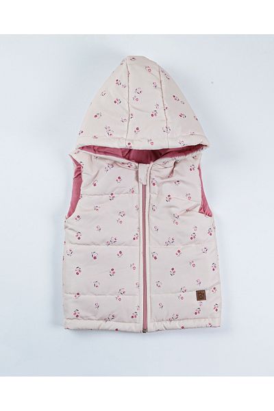 Baby Minty Flower Patterned Hooded Children's Vest