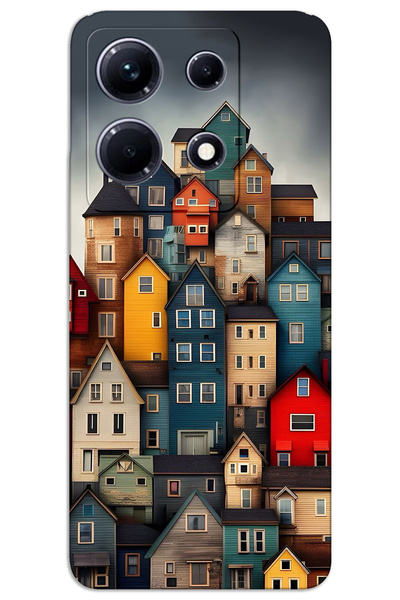 MRCİLETİSİM حافظة Infinix Note 30 Pro ذات غطاء خلفي مطبوع بنمط HD - منازل ملونة