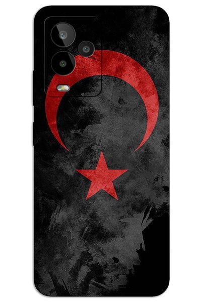 MRCİLETİSİM غطاء خلفي مطبوع بنمط HD لهاتف General Mobile GM 24 Pro - علم أسود