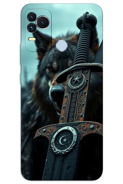 MRCİLETİSİM Omix X400 Case Hd Pattern Printed Back Cover - Moon Star Sword