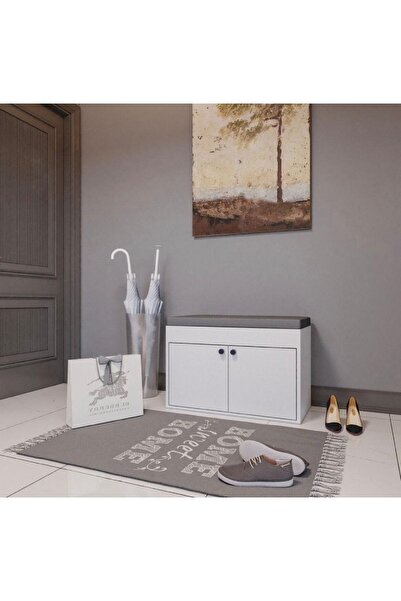 HALL BREATHE Beyaz 2 Katlı Puf ve Ayakkabılık, Şık ve Kullanışlı Ev Dekorasyonu