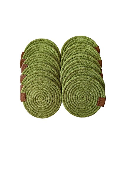 HHKARTS كوب من الجوت بساط الفول السوداني الأخضر 13 سم 12 قطعة