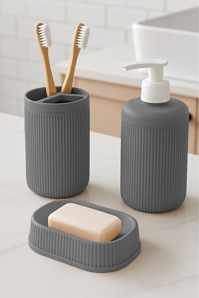 NY HOME 3-Piece Bathroom Set Anthracite