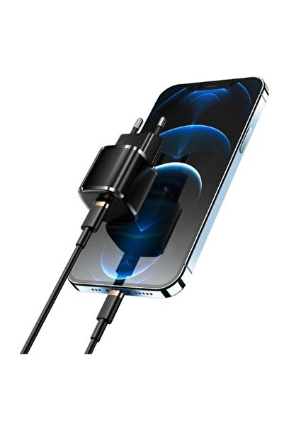 SOHO Network charger, USB-C PD 20W interface and USB-C - Lightning data cable 1.2m, Black